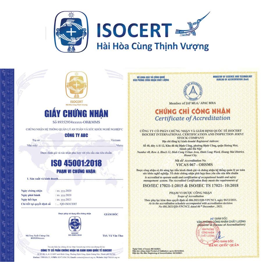 ISO 45001:2018 - Dịch vụ cấp Chứng nhận Hệ thống Quản lý An toàn và Sức khỏe Nghề nghiệp